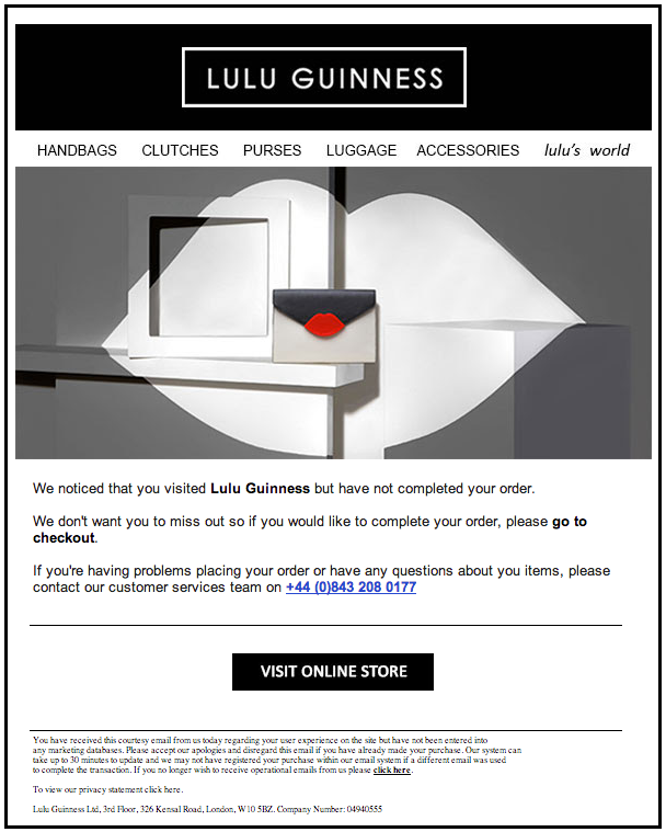 lulu guiness email retargeting